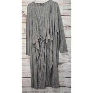 Duster Cardigan Women's 1X NEW Open Front Ribbed Twist Back Light Gray